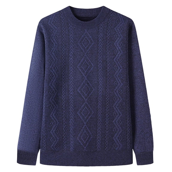 Yiliang Big and Tall Sweaters for Men Fall and Winter Long Sleeve Warm and Thermal Top Clothes ,Navy,L