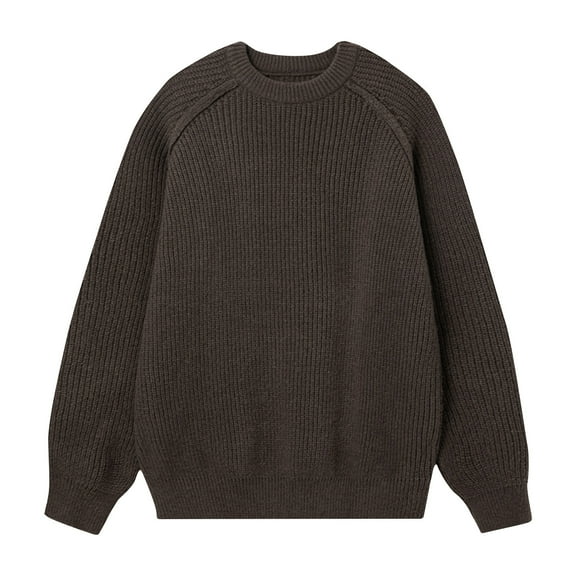 Yiliang Cable knit Classic Sweater for Men Fall and Winter Long Sleeve Warm and Thermal Top Clothes ,Coffee,M