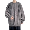 thumbnail image 1 of Yiliang Cable knit Classic Sweater for Men Fall and Winter Long Sleeve Warm and Thermal Top Clothes ,Gray,M, 1 of 4