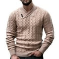 thumbnail image 1 of Yiliang Cable knit Classic Sweater for Men Fall and Winter Long Sleeve Warm and Thermal Top Clothes ,Khaki,2XL, 1 of 5