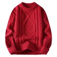 thumbnail image 1 of Yiliang Cable knit Classic Sweater for Men Fall and Winter Long Sleeve Warm and Thermal Top Clothes ,Red,XL, 1 of 4