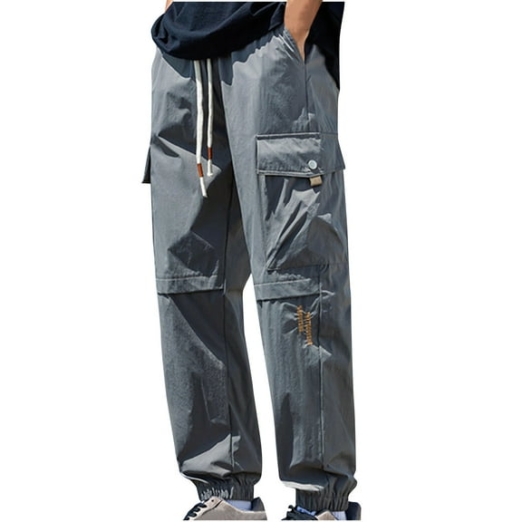 Yiliang Cargo Pants for Men Cargo Pants Lightweight Multi Pockets Outdoor Hiking Pants Elastic Waist Straight Leg Work Pants ,4XL,Gray