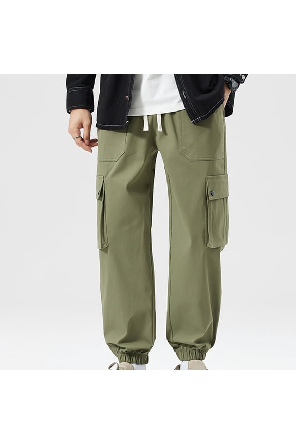 Cargo Pants for Men Durable Cotton Men's Work Pants Classic Fit Hammer Loop Multiple Pockets