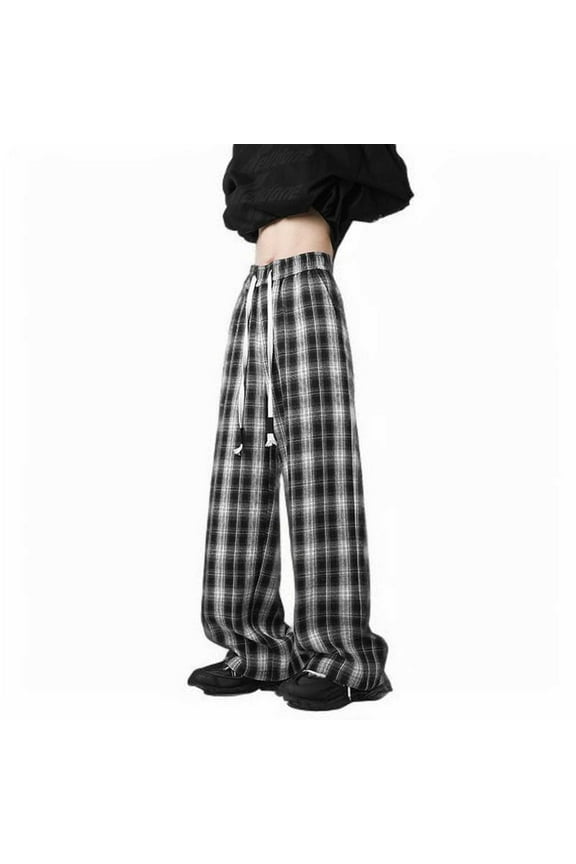 Casual Pants for Men Men's Loose Fit Summer Casual Pants Lightweight Breathable Checkered Relaxed Style for GenZ