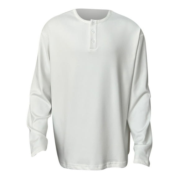 Yiliang Cotton Long Sleeve Tees for Men Terry Athletic Workout Sweat Shirts Casual Pullover Tops,White,L