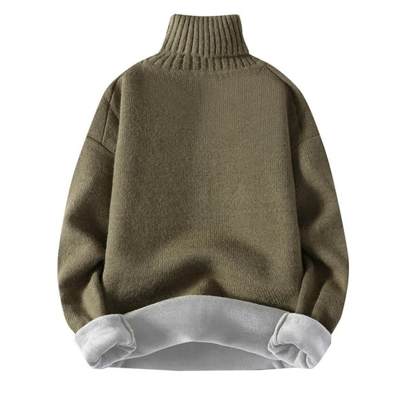 Yiliang Fleece Thicken Sweater for Men Fall and Winter Long Sleeve Warm and Thermal Top Clothes ,Army Green,2XL