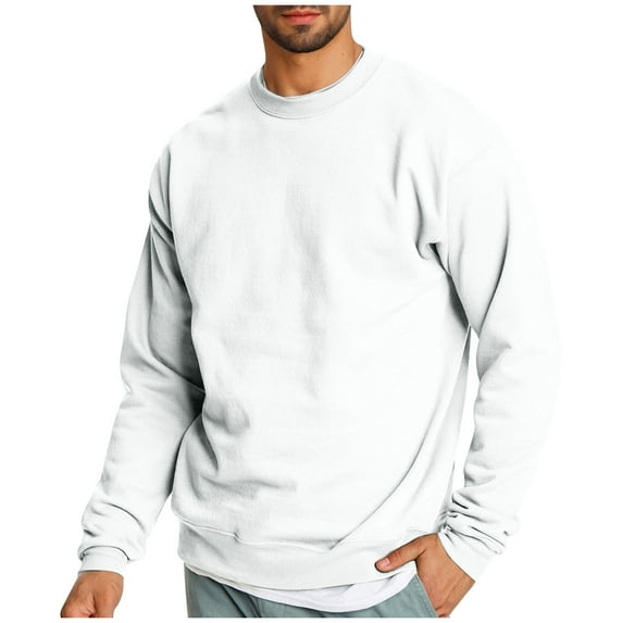 Yiliang Long Sleeve Shirts for Men Comfort Pullover Sport Activewear Tops Pastel Color Clothing,White,2XL