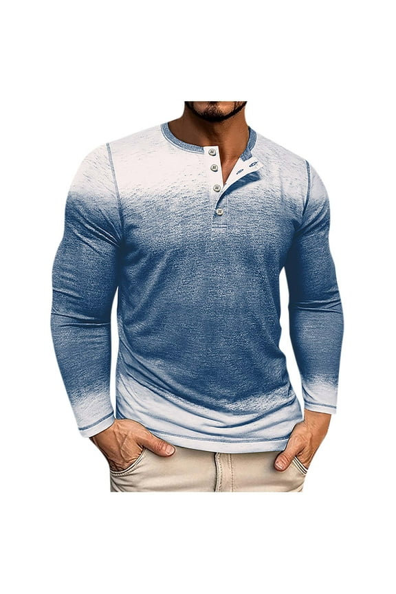 Long Sleeve Shirts for Men Lounge fit Polo Golf Tops Flex Comfort Fall Clothing,Blue,XL