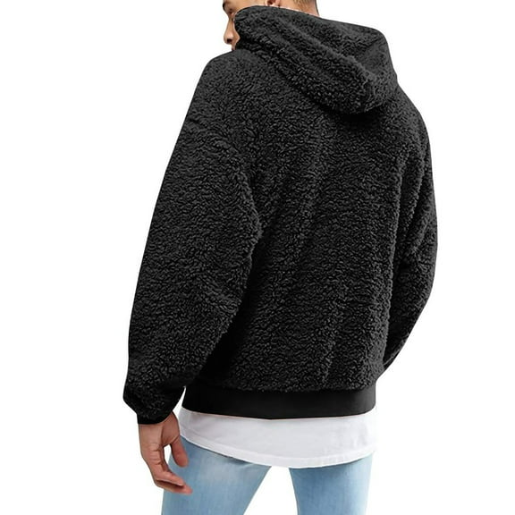Yiliang Men's And Winter And Fleece Hooded Sweater,Black,S