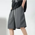 thumbnail image 1 of Yiliang Men's Basic Solid Color Shorts Loose Fit Lounge Wide Leg Shorts Elastic Drawstring Waistband Pants Versatile and Ventilation Trousers, 1 of 6