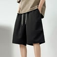 thumbnail image 1 of Yiliang Men's Basic Solid Color Shorts Loose Fit Lounge Wide Leg Shorts Elastic Drawstring Waistband Pants Versatile and Ventilation Trousers, 1 of 6