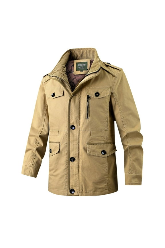 Men's Cotton Ski Jacket Warm Winter Snow Coat Mountain Windbreaker Thermal Warm Coat,Khaki,L