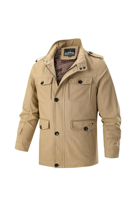 Men's Cotton Ski Jacket Warm Winter Snow Coat Mountain Windbreaker Thermal Warm Coat,Khaki,XL
