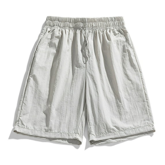 Yiliang Men's Dry Fit Shorts Summer Solid Color Versatile Elastic Waist Shorts Outdoor Sports Pants 2025 Summer Beach Trousers