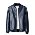 thumbnail image 1 of Yiliang Men's Faux Leather Jacket Business Occasion Zip Up Coar Windbreaker Fashionable Clothes,Blue,L, 1 of 6