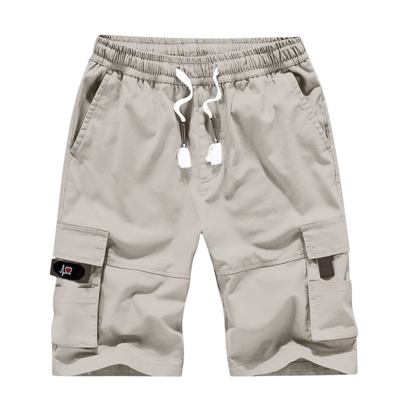 Yiliang Men's Messenger Cargo Shorts Cotton Ripstop Versatile Shorts Timeless Comfortable Regular Fit Shorts with Elastic Drawstring