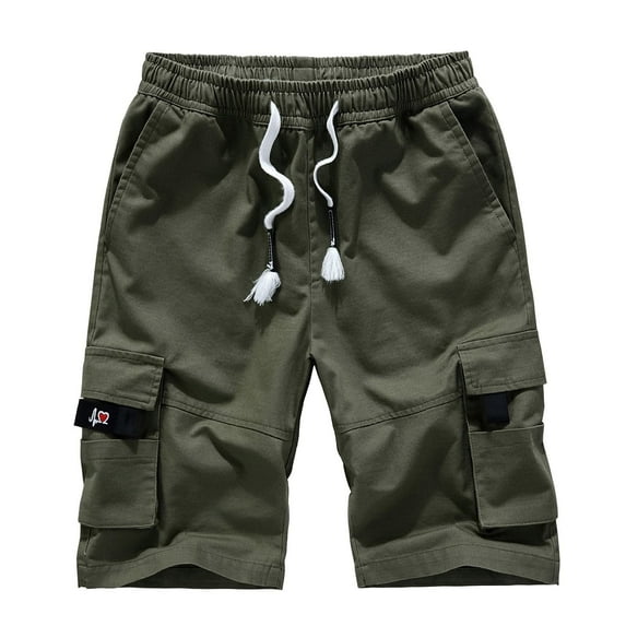 Yiliang Men's Messenger Cargo Shorts Cotton Ripstop Versatile Shorts Timeless Comfortable Regular Fit Shorts with Elastic Drawstring