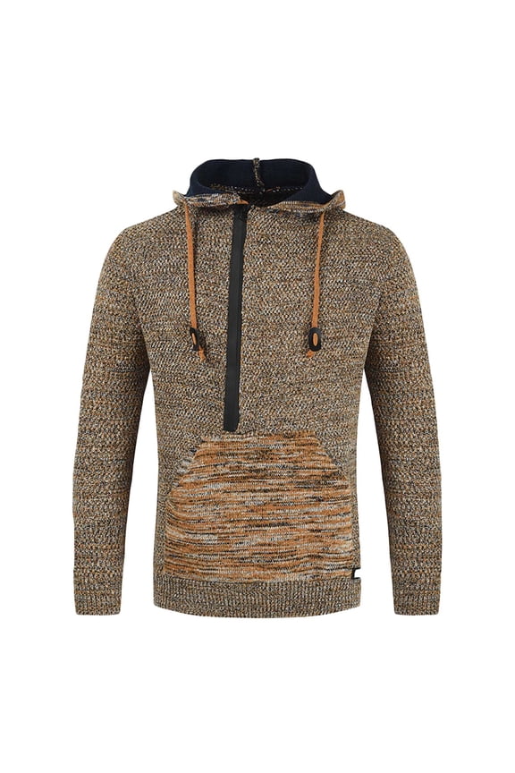 Men's Outdoor Multi-pocket Fleece Sweater Military Double Sided Fleece Hooded Jacket Men Hooded Sweatshirts Coat Hooded Sweatshirts,Brown,L