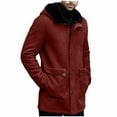 thumbnail image 1 of Yiliang Men's Suede Thick Insulation Jacker Hooded Casual Jacket Coat,Red,3XL, 1 of 6