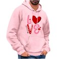 thumbnail image 1 of Yiliang Men's Valentine's Day Printed Casual Hooded Long Sleeved Sweatshirt,Pink,S, 1 of 4