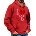 thumbnail image 1 of Yiliang Men's Valentine's Day Printed Casual Hooded Long Sleeved Sweatshirt,Red,S, 1 of 4