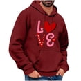 thumbnail image 1 of Yiliang Men's Valentine's Day Printed Casual Hooded Long Sleeved Sweatshirt,Wine,2XL, 1 of 4