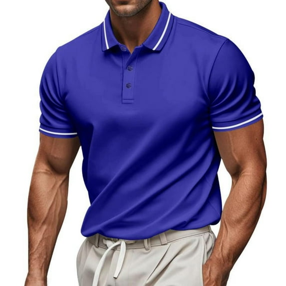 Yiliang Mens 2025 Summer Beefy Muscle Classic Polo Shirt Mens Vintage Short Sleeve Botton Down Collar Comfortbale and Cozy Top for Formal Occasion