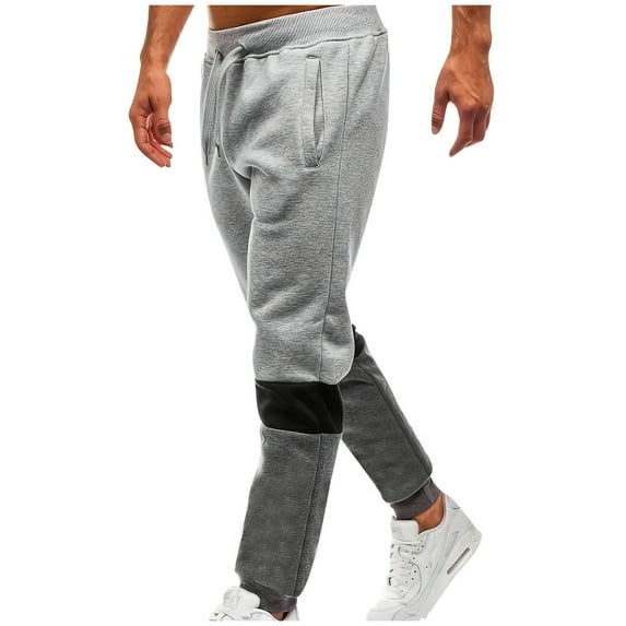 Yiliang Mens 3XL,Gray,Baggy Sweatpants Color Block Irregular Patchwork Drawstring Sweatpants Casual Wide Leg Lounge Pants