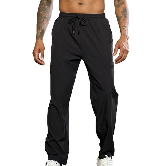 Yiliang Mens 4XL,Black,Activewear Athletic Sweatpants Basic Running Drawstring Workout Sweat Pants