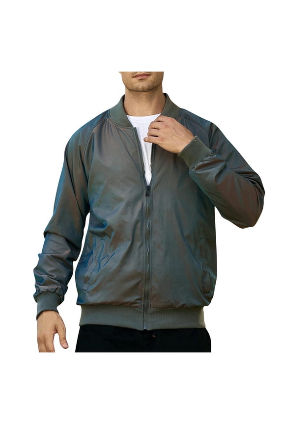 Mens Bomber Aviator Jacket Water Repellent Zip Up Coat Workout Wear Jacket,Dark Gray,L