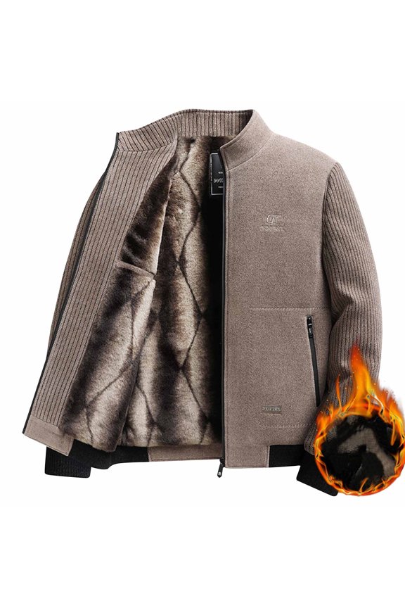 Mens Bomber Jacket Mountain Tactical Jacket Windbreaker Fall Thermal Warm Heated Coat for Hiking,Khaki,XL