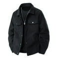 thumbnail image 1 of Yiliang Mens Corduroy Y2K Jacket Warm Thermal Workout Coat Tactical Denim Insulated Clothes,Black,L, 1 of 5