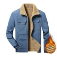 thumbnail image 1 of Yiliang Mens Denim Jacket Warm Heated Thermal Clother with Sherpa Collar Jacket,Blue,2XL, 1 of 5
