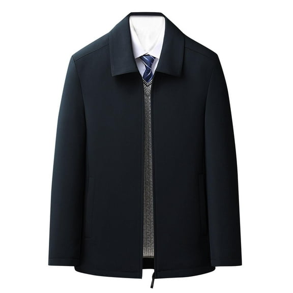 Yiliang Mens Dress Jacket Business Formal Coat Zip Up Warm Heated Thermal for Winter Season,Navy,3XL