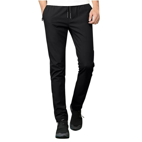 Yiliang Mens L,Black,Modern Fit Dress Pants Suit Pants Performance Stretch Fabric Flat Front for Formal Occasion