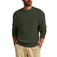 thumbnail image 1 of Yiliang Mens Long Sleeve Shirts French Terry Crewneck Sweatshirt Lightweight Fleece Pullover Sweater ,Army Green,2XL, 1 of 5