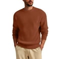 thumbnail image 1 of Yiliang Mens Long Sleeve Shirts French Terry Crewneck Sweatshirt Lightweight Fleece Pullover Sweater ,Brown,XL, 1 of 5