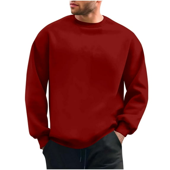 Yiliang Mens Long Sleeve Tee Pastel Color Sweatshirts Comfort Pullover Sport Activewear Tops Pastel Color Clothing,Red,2XL
