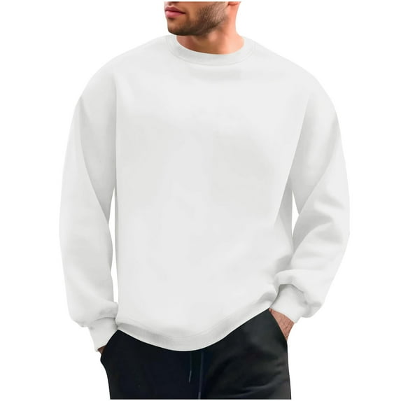 Yiliang Mens Long Sleeve Tee Pastel Color Sweatshirts Comfort Pullover Sport Activewear Tops Pastel Color Clothing,White,M