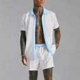 thumbnail image 1 of Yiliang Mens Lounge Set Turn Down Collar T Shirt with Drawstring Shorts Slim Fit 2 Piece, 1 of 6