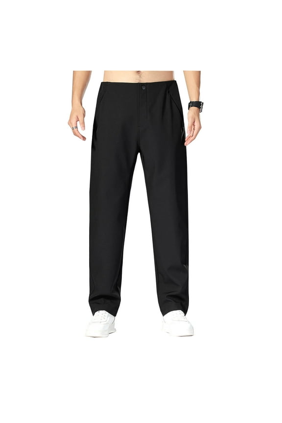 Mens M,Black,Straight Fit Wrinkle Resistant Chino Pants Flat Front Timeless Khaki Classic Fit Trousers