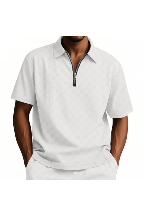 Mens Modern Slim Vintage Wrinkle Free Golf Polo Shirt Stretch Neutral Tones Summer Top business Ready Tee