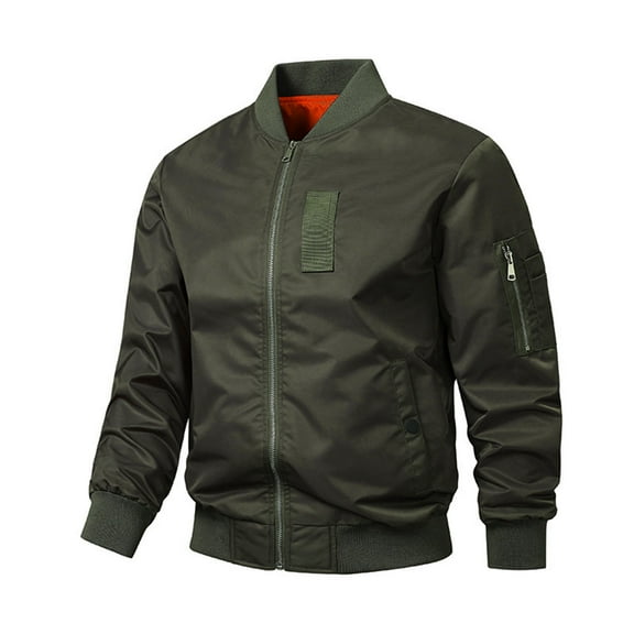 Yiliang Mens Motorcycle Biker Bomber Jacket Warm Winter Zip Up Jacket Windbreaker Water Repellent Coat,Army Green,2XL
