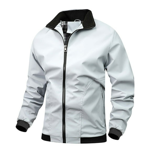 Yiliang Mens Motorcycle Biker Bomber Jacket Warm Winter Zip Up Jacket Windbreaker Water Repellent Coat,White,2XL
