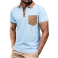 thumbnail image 1 of Yiliang Mens Patchwork Beefy Muscle Structured Collar Polo Shirt Anti Stick for Workout, 1 of 1