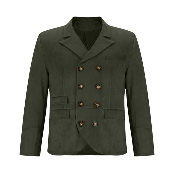 Yiliang Mens Pea Coats Dress Classic Notched Collar Wool Blend Pea Jacket for Winter Season,Army Green,L