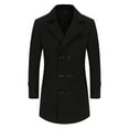 thumbnail image 1 of Yiliang Mens Pea Coats Dress Classic Notched Collar Wool Blend Pea Jacket for Winter Season,Black,2XL, 1 of 6