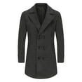 thumbnail image 1 of Yiliang Mens Pea Coats Dress Classic Notched Collar Wool Blend Pea Jacket for Winter Season,Dark Gray,XL, 1 of 6