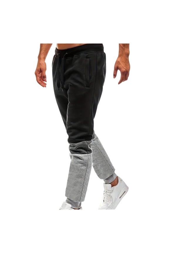 Mens S,Black,Baggy Sweatpants Color Block Irregular Patchwork Drawstring Sweatpants Casual Wide Leg Lounge Pants