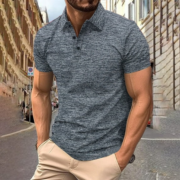 Yiliang Mens Shirts Beefy Muscle Classic Polo Shirt Mens Vintage Short Sleeve Botton Down Collar Comfortbale and Cozy Top for Formal Occasion